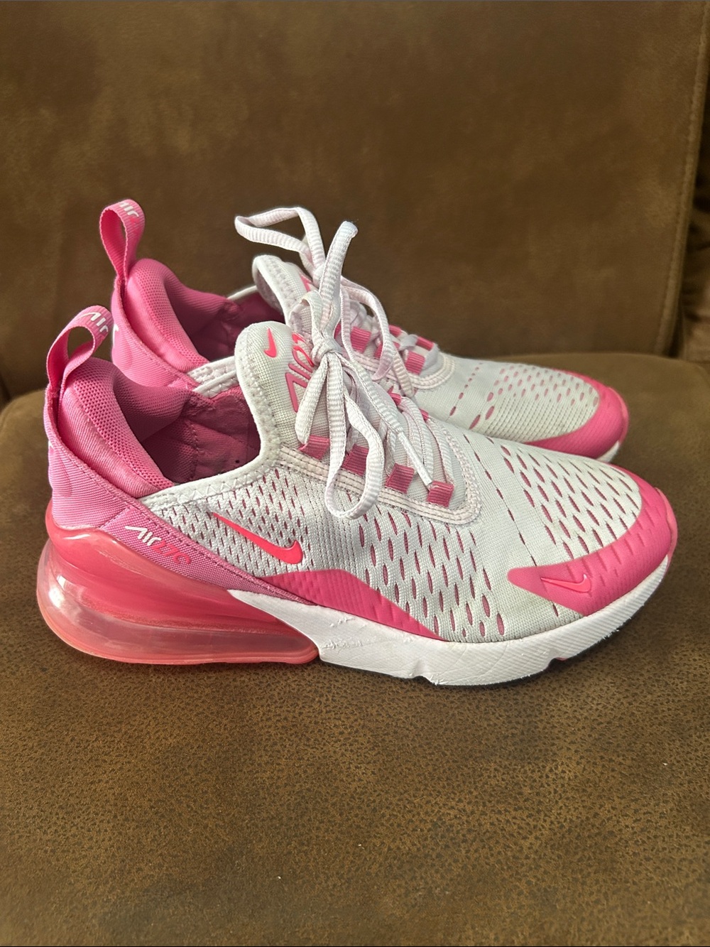 Nike Women’s Air Max 270 React White and Pink Sneakers